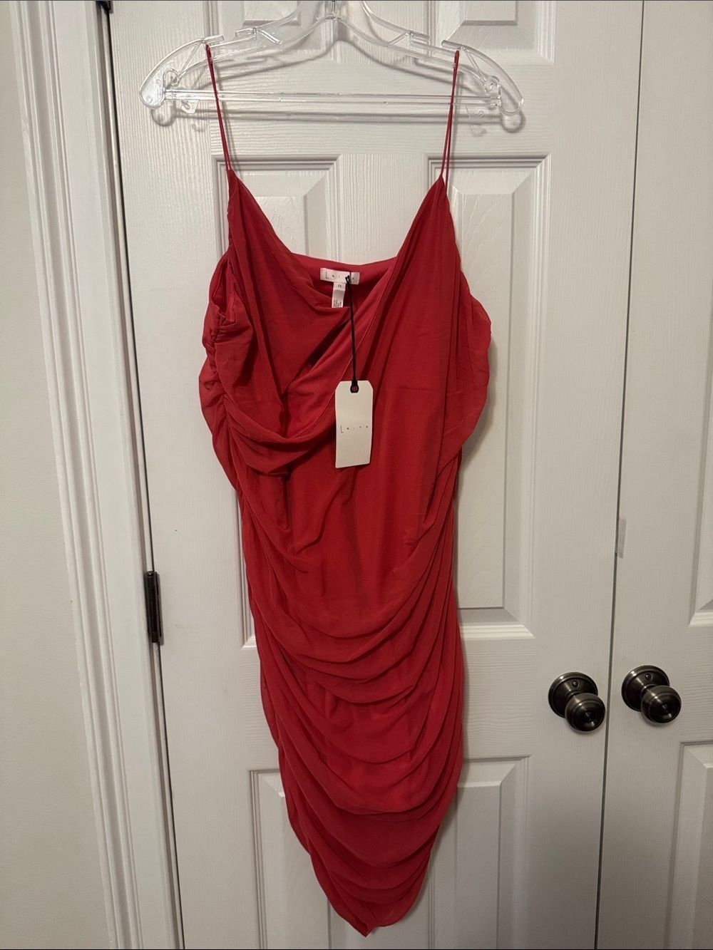Red Draped Spaghetti-Strap Dress - Women, 2x
